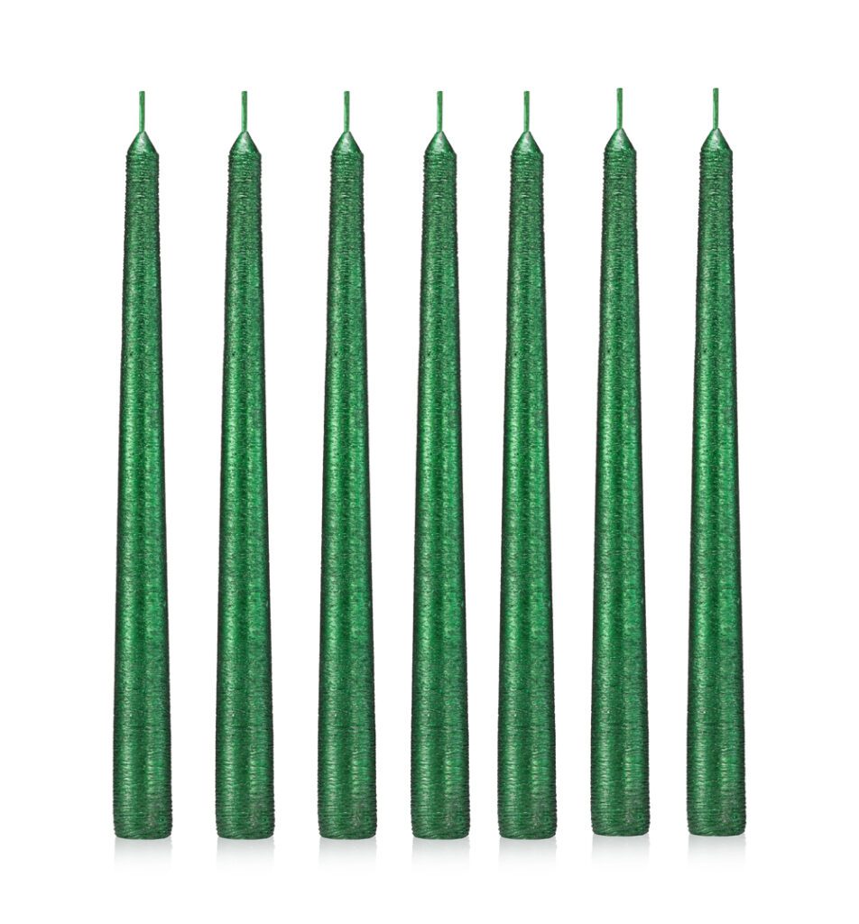 świeczki stożkowe zielone